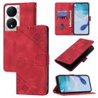 For Honor 90 Smart / X7b 4G / 5G Skin-feel Embossed Leather Phone Case(Red) - 1