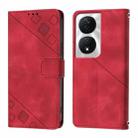 For Honor 90 Smart / X7b 4G / 5G Skin-feel Embossed Leather Phone Case(Red) - 2