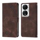 For Honor 90 Smart / X7b 4G / 5G Skin-feel Embossed Leather Phone Case(Brown) - 2