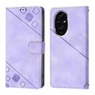 For Honor 200 Skin-feel Embossed Leather Phone Case(Light Purple) - 2