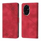 For Honor 200 Skin-feel Embossed Leather Phone Case(Red) - 2