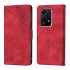 For Honor 200 Lite Global Skin-feel Embossed Leather Phone Case(Red) - 2