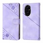For Honor 200 Pro Skin-feel Embossed Leather Phone Case(Light Purple) - 2