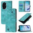 For Honor 200 Pro Skin-feel Embossed Leather Phone Case(Green) - 1