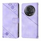 For Honor Magic5 Pro Skin-feel Embossed Leather Phone Case(Light Purple) - 2