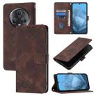 For Honor Magic5 Pro Skin-feel Embossed Leather Phone Case(Brown) - 1