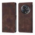 For Honor Magic5 Pro Skin-feel Embossed Leather Phone Case(Brown) - 2