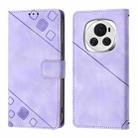 For Honor Magic6 5G Global Skin-feel Embossed Leather Phone Case(Light Purple) - 2