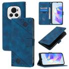 For Honor Magic6 5G Global Skin-feel Embossed Leather Phone Case(Blue) - 1