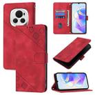 For Honor Magic6 5G Global Skin-feel Embossed Leather Phone Case(Red) - 1