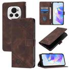 For Honor Magic6 5G Global Skin-feel Embossed Leather Phone Case(Brown) - 1