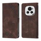 For Honor Magic6 5G Global Skin-feel Embossed Leather Phone Case(Brown) - 2