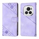 For Honor Magic6 Pro 5G Global Skin-feel Embossed Leather Phone Case(Light Purple) - 2