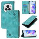 For Honor Magic6 Pro 5G Global Skin-feel Embossed Leather Phone Case(Green) - 1