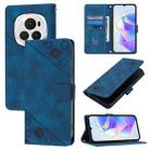 For Honor Magic6 Pro 5G Global Skin-feel Embossed Leather Phone Case(Blue) - 1