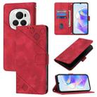 For Honor Magic6 Pro 5G Global Skin-feel Embossed Leather Phone Case(Red) - 1