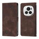 For Honor Magic6 Pro 5G Global Skin-feel Embossed Leather Phone Case(Brown) - 2