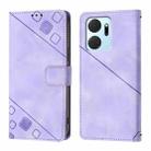 For Honor X7a / Play7T 5G Skin-feel Embossed Leather Phone Case(Light Purple) - 2