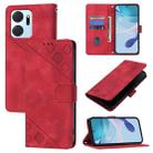 For Honor X7a / Play7T 5G Skin-feel Embossed Leather Phone Case(Red) - 1