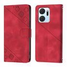 For Honor X7a / Play7T 5G Skin-feel Embossed Leather Phone Case(Red) - 2