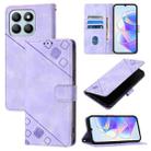 For Honor X8b Skin-feel Embossed Leather Phone Case(Light Purple) - 1