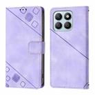 For Honor X8b Skin-feel Embossed Leather Phone Case(Light Purple) - 2