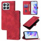 For Honor X8b Skin-feel Embossed Leather Phone Case(Red) - 1