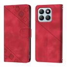 For Honor X8b Skin-feel Embossed Leather Phone Case(Red) - 2