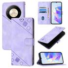 For Honor X9b / Magic6 Lite 5G Global Skin-feel Embossed Leather Phone Case(Light Purple) - 1