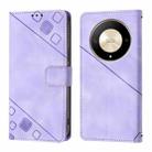 For Honor X9b / Magic6 Lite 5G Global Skin-feel Embossed Leather Phone Case(Light Purple) - 2