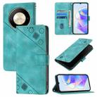 For Honor X9b / Magic6 Lite 5G Global Skin-feel Embossed Leather Phone Case(Green) - 1