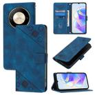 For Honor X9b / Magic6 Lite 5G Global Skin-feel Embossed Leather Phone Case(Blue) - 1