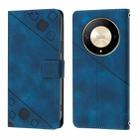 For Honor X9b / Magic6 Lite 5G Global Skin-feel Embossed Leather Phone Case(Blue) - 2