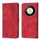 For Honor X9b / Magic6 Lite 5G Global Skin-feel Embossed Leather Phone Case(Red) - 2