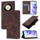 For Honor X9b / Magic6 Lite 5G Global Skin-feel Embossed Leather Phone Case(Brown) - 1