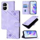 For Honor X40i Skin-feel Embossed Leather Phone Case(Light Purple) - 1