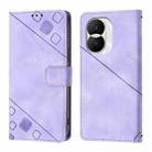 For Honor X40i Skin-feel Embossed Leather Phone Case(Light Purple) - 2