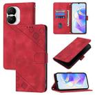 For Honor X40i Skin-feel Embossed Leather Phone Case(Red) - 1