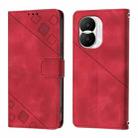 For Honor X40i Skin-feel Embossed Leather Phone Case(Red) - 2