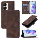 For Honor X40i Skin-feel Embossed Leather Phone Case(Brown) - 1