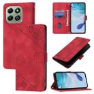 For Honor X6b Skin-feel Embossed Leather Phone Case(Red) - 1