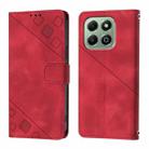 For Honor X6b Skin-feel Embossed Leather Phone Case(Red) - 3