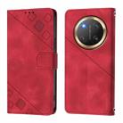 For Honor X9c 5G Global Skin-feel Embossed Leather Phone Case(Red) - 3