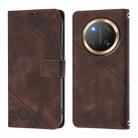 For Honor X9c 5G Global Skin-feel Embossed Leather Phone Case(Brown) - 3