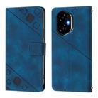 For Honor 300 5G Skin-feel Embossed Leather Phone Case(Blue) - 2