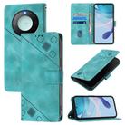For Honor X9c Smart 5G Global Skin-feel Embossed Leather Phone Case(Green) - 1
