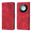 For Honor X9c Smart 5G Global Skin-feel Embossed Leather Phone Case(Red) - 2