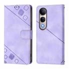 For Honor 400 Lite Skin-feel Embossed Leather Phone Case(Light Purple) - 2