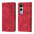 For Honor 400 Lite Skin-feel Embossed Leather Phone Case(Red) - 2