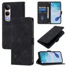 For Honor 400 Lite Skin-feel Embossed Leather Phone Case(Black) - 1